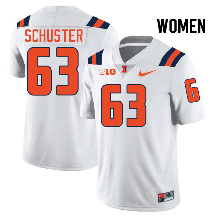 Women #63 Dezmond Schuster Illinois Fighting Illini College Football Jerseys Stitched-White